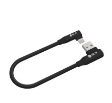 GCR Кабель PREMIUM 0.3m Lightning угловой для PowerBank, MFI, силикон черный, AL case черный, GCR-53916