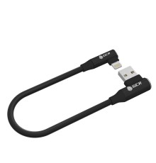 GCR Кабель PREMIUM 0.3m Lightning угловой для PowerBank, MFI, силикон черный, AL case черный, GCR-53916