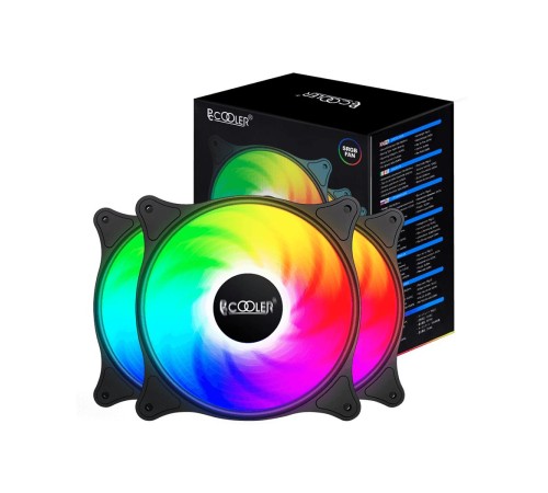 Кулер для корпуса/ Case Cooler PCCooler FX 120 ARGB BK 3 IN 1 (120x120x25mm, 4-pin PWM, ARGB, 52.79CFM, 33.2dBA, 2000RPM, Black, 3pcs)