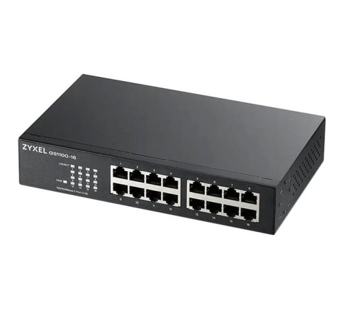 Коммутатор/ ZYXEL GS1100-16 Switch, 16xGE, rack 19 ", silent