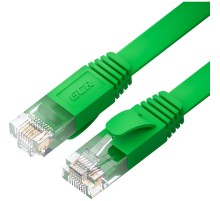 GCR Патч-корд PROF плоский прямой 7.5m, UTP медь кат.6, зеленый, 30 AWG, ethernet high speed 10 Гбит/с, RJ45, T568B, GCR-52844