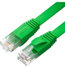 GCR Патч-корд PROF плоский прямой 7.5m, UTP медь кат.6, зеленый, 30 AWG, ethernet high speed 10 Гбит/с, RJ45, T568B, GCR-52844