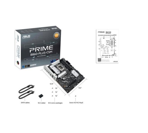 Материнская плата ASUS PRIME B860-PLUS-CSM, LGA1851, B860, 4*DDR5, 4*SATA, 2*M.2, 3*USB 3.2, 4*USB 2.0, Type-C, 5*PCIx16, DP+HDMI, ATX; 90MB1KA0-M0EAYC
