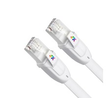 4ПХ Патч-корд 5.0m LSZH PROF плоский прямой кат.7 ethernet, FTP, медь, белый, литой, экранированные коннекторы, RJ45, T568B, 4PH-R90383