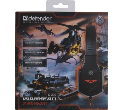 Defender Игровая гарнитура Warhead G-320 черный+красный, кабель 1.8 м