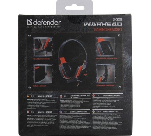 Defender Игровая гарнитура Warhead G-320 черный+красный, кабель 1.8 м