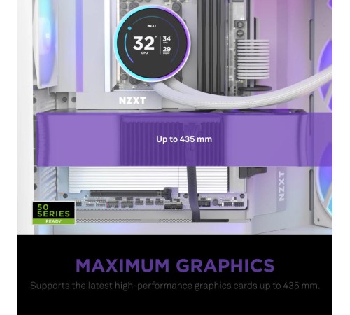 Корпус без блока питания/ Case NZXT H9 Flow RGB (2025), Midi-Tower, TG, 3x140mm RGB + 1x120mm, 2xUSB-A 3.2 + 1xUSB-C 3.2, E-ATX, ATX, mATX, mITX White