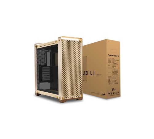 Корпус без блока питания/ Case InWin Dubili, Full-Tower, TG, 4x140mm, 2xUSB-A 3.2 + 1xUSB-C 3.2, E-ATX, ATX, mATX, mITX Champagne Gold