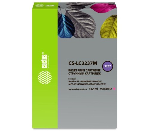 -/ Картридж струйный Cactus CS-LC3237M пурпурный (18.4мл) для Brother HL-J6000DW/J6100DW