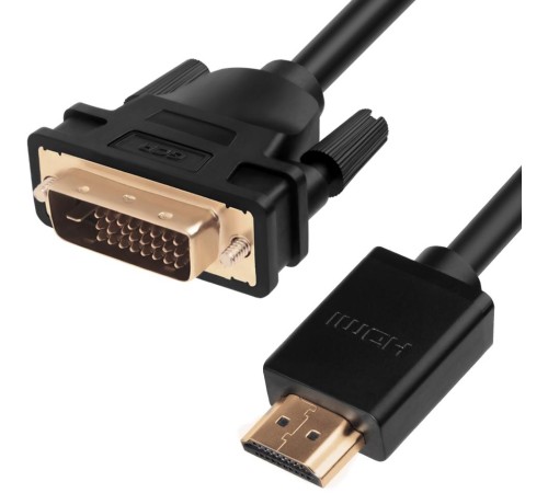 Greenconnect Кабель HDMI-DVI 3.0m черный, OD7.3mm, 28/28 AWG, позолоченные контакты, 19pin AM / 24+1M AM double link, GCR-HD2DVI1-3.0m, тройной экран Greenconnect Кабель HDMI-DVI 3.0m черный, OD7.3mm, 28/28 AWG, позолоченные контакты, 19pin AM / 24+1M AM double link, GCR-HD2DVI1-3.0m, тройной экран