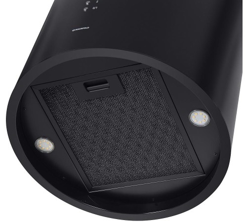 ВЫТЯЖКА MAUNFELD LEE ISLA 39 BLACK/ островная вытяжка с потолочным креплением, 1050 м3, кухни до 40м2, 52дБ, LED, электронное управление, в опции угольный фильтр CF172C, черный цвет