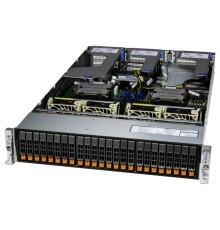 Серверная платформа Supermicro Hyper A+ Server 2U 2125HS-TNR noCPU(2)9004 EPYC/TDP 290W/no DIMM(24)/24 NVME(SATA/SAS optional)/2-port 10GBase-T/2x1600W(2nd config)