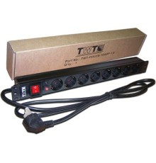 Блок розеток Блок розеток 19", 1-фазный без выключателя,16A / 250V, 8xC19 с фиксатором вилки, шнур 3.0 м, вилка Schuko