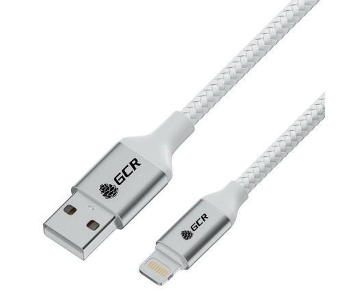 GCR Кабель PREMIUM 0.15m Lightning угловой для PowerBank, MFI, силикон черный, AL case черный, GCR-53914