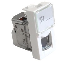 Встав Вставка Mosaic 22.5x45, RJ-45 STP, кат.5e, со шторкой и увеличенным окном маркировки, белая