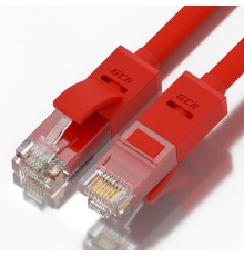 GCR Патч-корд прямой 25.0m UTP кат.5e, красный, позолоченные контакты, 24 AWG, литой, GCR-50838, ethernet high speed 1 Гбит/с, RJ45, T568B