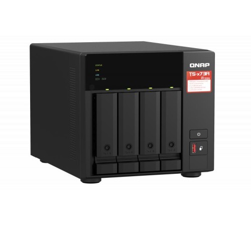 Сетевое хранилище без дисков/ SMB QNAP TS-473A-8G NAS, 4-tray w/o HDD, 2xM.2 SSD Slot. Quad-сore AMD Ryzen Embedded V1500B 2.2 GHz, 8GB DDR4 (1 x 8GB) up to 64GB (2 x 32GB), 2x 2.5 Gigabit LAN