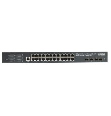 PoE Коммутатор OSNOVO SW-24G4X-1L Управляемый L3 PoE коммутатор на 24xGE RJ-45 c PoE + 4х10G SFP+ порта. Порты: 2 x GE (10/100/1000 Base-T) с PoE (до 90W, A+B) + 22 x GE (10/100/1000 Base-T)  с PoE (до 30W), 4 x 1G/