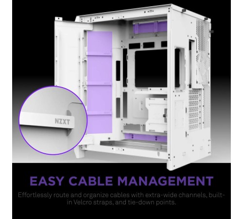 Корпус без блока питания/ Case NZXT H9 Flow RGB+ (2025), Midi-Tower, TG, 6x140mm RGB + 1x120mm RGB, 2xUSB-A 3.2 + 1xUSB-C 3.2, E-ATX, ATX, mATX, mITX White