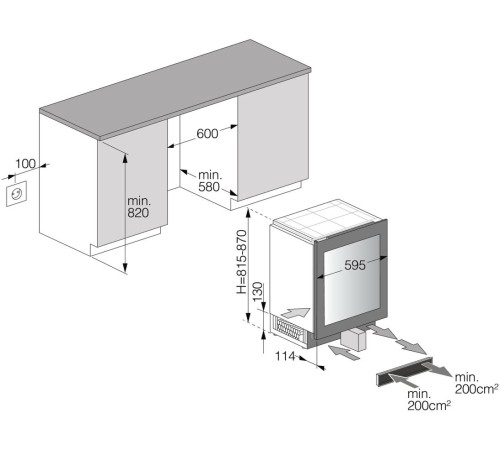 Винный шкаф ASKO/ Арт. 741134 ; Винный климатический шкаф, дизайн ELEMENTS, встраиваемый, 82х59.5х57.3 см, 44 бутылки, А++, 1 температурная зона, черный