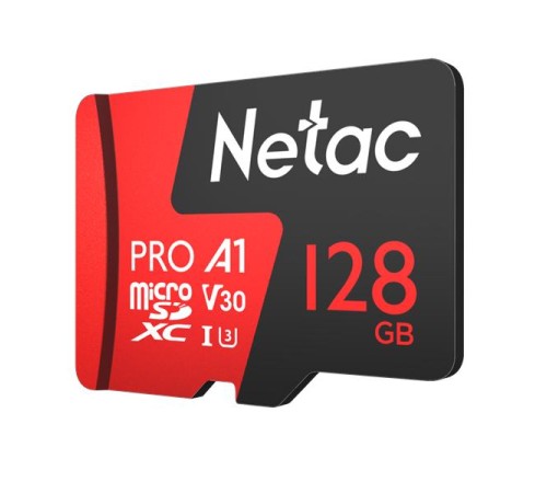Носитель информации Netac P500 Extreme PRO 128GB MicroSDXC V30/A1/C10 up to 100MB/s, retail pack with SD Adapter