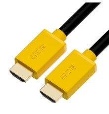 GCR Кабель 15.0m HDMI версия 2.0, HDR 4:2:0, Ultra HD, 4K 60 fps 60Hz/5K*30Hz, 3D, AUDIO, 18.0 Гбит/с, 28/28 AWG, OD7.3mm, тройной экран, черный, желтые коннекторы, GCR-HM441-15.0m
