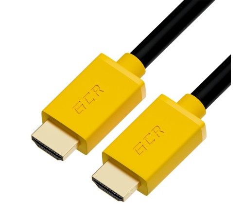 GCR Кабель 15.0m HDMI версия 2.0, HDR 4:2:0, Ultra HD, 4K 60 fps 60Hz/5K*30Hz, 3D, AUDIO, 18.0 Гбит/с, 28/28 AWG, OD7.3mm, тройной экран, черный, желтые коннекторы, GCR-HM441-15.0m