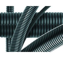 Труба ПА 6 гофр. DN36мм, ПВ-0, Dвн 36,3 мм, Dнар 42,5 мм, цвет тёмно-серый, с протяжкой