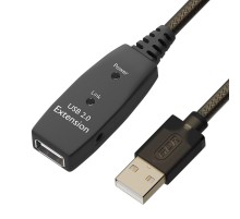 GCR Удлинитель активный 7.5m USB 2.0, AM/AF, GOLD, черно-прозрачный, с усилителем сигнала, разъём для доп.питания, 28/24 AWG, GCR-53805