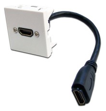  Вставка Mosaic 45x45 с адаптером HDMI с удлинителем, мама-мама, белая