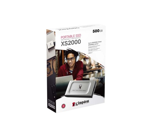 Твердотельный накопитель/ Kingston External SSD XS2000 BOC, 500GB, Type-C, USB 3.2 Gen 2x2, R/W 2000/2000MB/s, IP55, 70x33x14mm, Silver (60 мес)