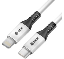 GCR Кабель 1.2m TypeC/Lightning MFI POWER DELIVERY 18 W, быстрая зарядка, белый, корпус белый, черный ПВХ, GCR-53186