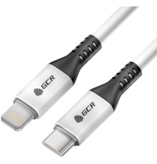 GCR Кабель 1.2m TypeC/Lightning MFI POWER DELIVERY 18 W, быстрая зарядка, белый, корпус белый, черный ПВХ, GCR-53186