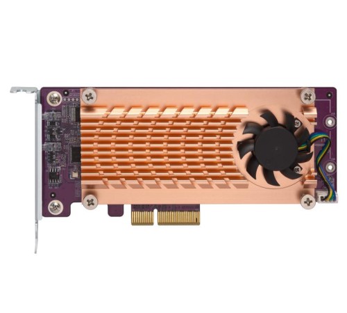 Плата расширения/ QNAP QM2-2S-220A Dual M.2 22110/2280 SATA SSD expansion card (PCIe Gen2 x2), Low-profile bracket pre-loaded, Low-profile flat and Full-height are bundled (shorter version to support TVS-x82/TS-x77 PCIe slot 2 & slot 3)