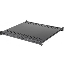 Полка Полка с креплением на 4 точки для двухрамных стоек с регулируемой глубиной, нагрузка - 45 кг, черная