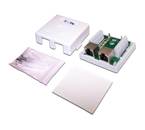 Настенная розетка, 1 порт RJ-45 категории 5е, STP, белая Настенная розетка, 1 порт RJ-45 категории 5е, STP, белая