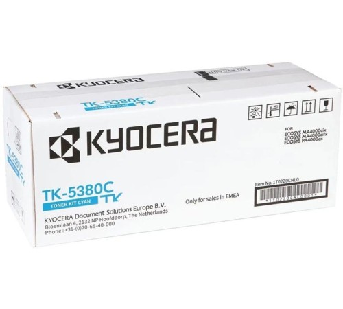 Тонер Kyocera Тонер-картридж TK-5380C для ECOSYS MA4000cifx/MA4000cix/PA4000cx голубой (10000 стр.) Тонер Kyocera Тонер-картридж TK-5380C для ECOSYS MA4000cifx/MA4000cix/PA4000cx голубой (10000 стр.)