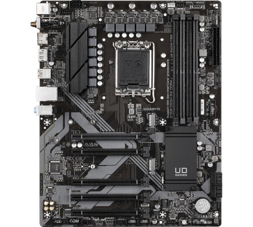 Материнская плата/ MB GIGABYTE INTEL B760 s1700, 4xDDR4(128GB), HDMI 2.0/DP, 1xPCIe 4.0x16, 4xPCIe 3.0x16, 1xLAN, Wi-Fi, BT, 4xSATA 6Gb/s, 2xM.2, 1xUSB-C, 1xUSB 3.2, 4xUSB 2.0, 1xPS/2, ATX Материнская плата/ MB GIGABYTE INTEL B760 s1700, 4xDDR4(128GB), HDMI 2.0/DP, 1xPCIe 4.0x16, 4xPCIe 3.0x16, 1xLAN, Wi-Fi, BT, 4xSATA 6Gb/s, 2xM.2, 1xUSB-C, 1xUSB 3.2, 4xUSB 2.0, 1xPS/2, ATX
