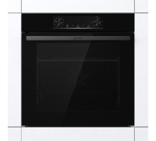 Встраиваемые электрические духовки GORENJE/ Духовой шкаф, Полезный объем: 77 л, Стандартный шарнир дверцы, Решетка, Съемные направляющие, Дверца CompactDoor: 2 стекла + 1 термослой, Габаритные размеры (вхшхг): 59,5 × 59,5 × 56,4 см, Вес (брутто/нетто): 31