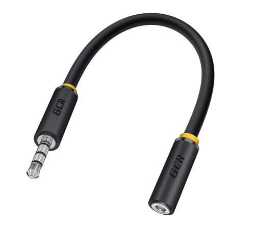 GCR Удлинитель для гарнитуры 0.15m jack 3,5mm/jack 3,5mm черный, желтая окантовка, 28AWG, M/F, GCR-53262 GCR Удлинитель для гарнитуры 0.15m jack 3,5mm/jack 3,5mm черный, желтая окантовка, 28AWG, M/F, GCR-53262