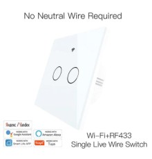 Выключатель сенсорный (двухклавишный) Moes Wi-Fi Smart Switch белый модели WS-EU-RF
