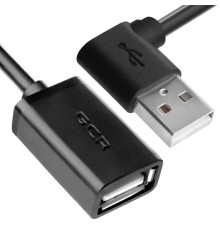 GCR Удлинитель 0.15m USB AM угловой/AF, черный, 28/28 AWG, морозостойкий, GCR-AUEC6M-0.15m