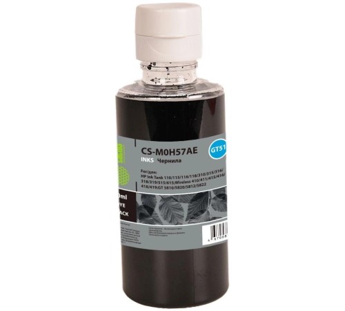 -/ Чернила Cactus CS-M0H57AE GT51 черный 90мл для HP Ink Tank 110/115/116/118/310/315/316/318/319/515/615;Wireless 410/411/415/416/418/419;GT5810/5820/5812/5822