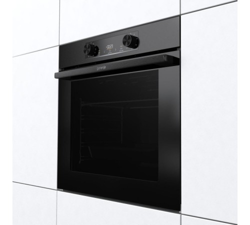 Встраиваемые электрические духовки GORENJE/ Духовой шкаф, Полезный объем: 77 л, Стандартный шарнир дверцы, Решетка, Съемные направляющие, Дверца CompactDoor: 2 стекла + 1 термослой, Габаритные размеры (вхшхг): 59,5 × 59,5 × 56,4 см, Вес (брутто/нетто): 31