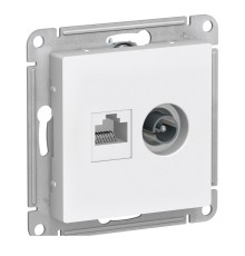 ATLASDESIGN РОЗЕТКА двойная ТВ + компьютерная RJ45, кат. 5Е, БЕЛЫЙ