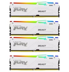 Память оперативная/ Kingston 64GB 5200MT/s DDR5 CL40 DIMM (Kit of 4) FURY Beast White RGB XMP