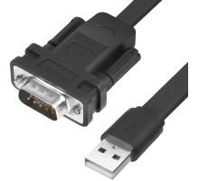 Greenconnect Конвертер-переходник 0.5m плоский, черный, позолоченные коннекторы, 28/26 AWG, USB 2.0 AM / DB9 RS-232 PROF GCR-UOC5M-BCG-0.5m, чипсет PL2303RA