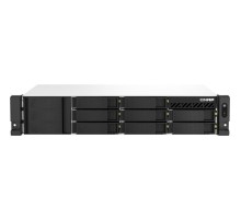 Сетевое хранилище без дисков/ SMB QNAP TS-873AeU-4G NAS 8x3.5/2.5 SATA/SSD trays, 2 x M2 PCIe, 2x 2.5 GbE, 2U rackmount, 1 PSU. AMD Ryzen V1500B 4-core/8-thread 2.2 GHz processor, 4 GB DDR4 RAM (1*4 GB) up to 64GB (2*32 GB). W/o rail kit RAIL-B02