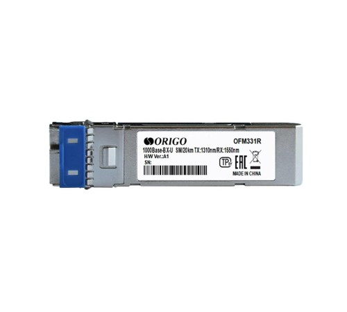 Трансивер/ WDM SFP-трансивер, 1000Base-BX-U (Simplex LC), Tx:1310 нм, Rx:1550 нм, для одномодового кабеля, до 20 км