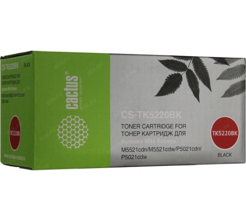 -/ Картридж лазерный Cactus CS-TK5220BK TK-5220BK черный (1200стр.) для Kyocera Ecosys M5521cdn/M5521cd
